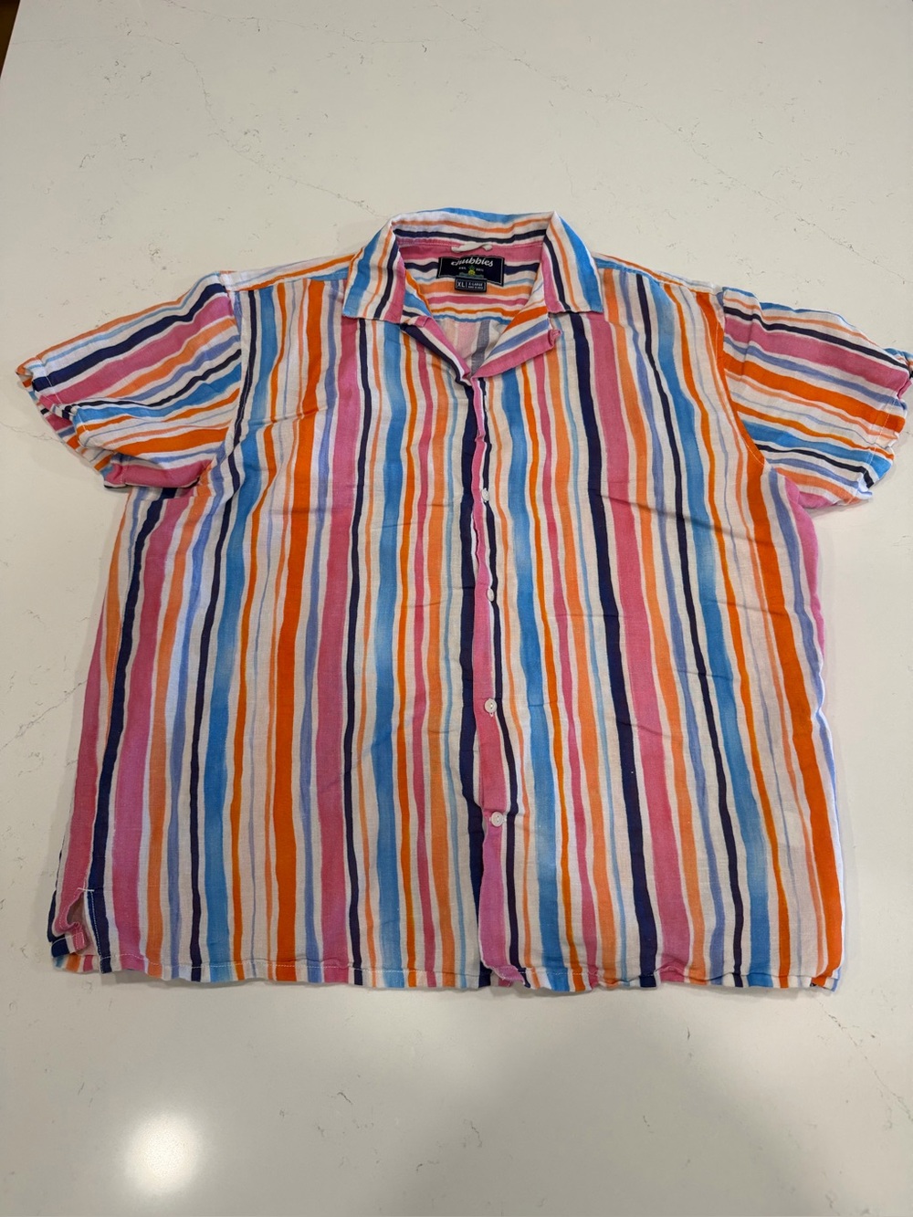chubbies Men’s Multicolor Striped Sunday Short Sleeve Button-Down - XL